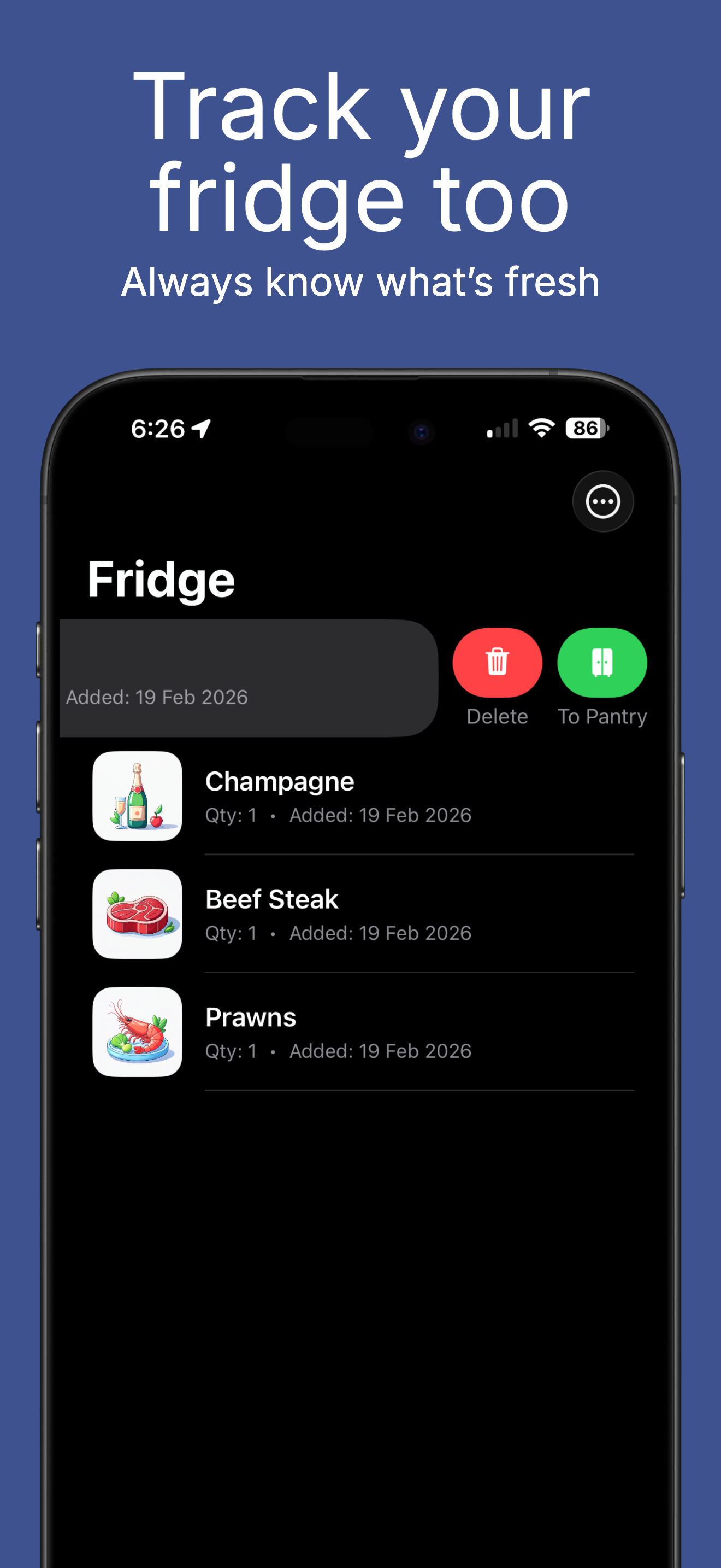 ShopSwipe item entry and predictive suggestions on iPhone